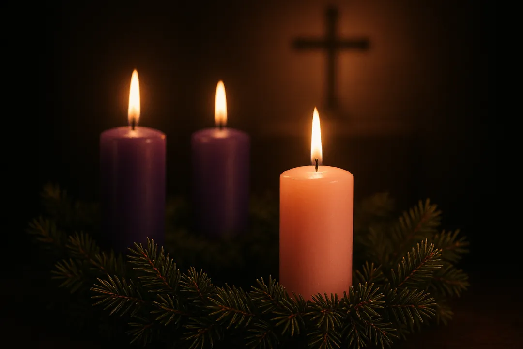 Rose Candle on the Advent Wreath